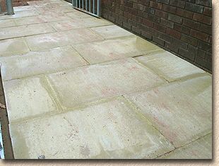 efflorescence affecting pressed concrete flags