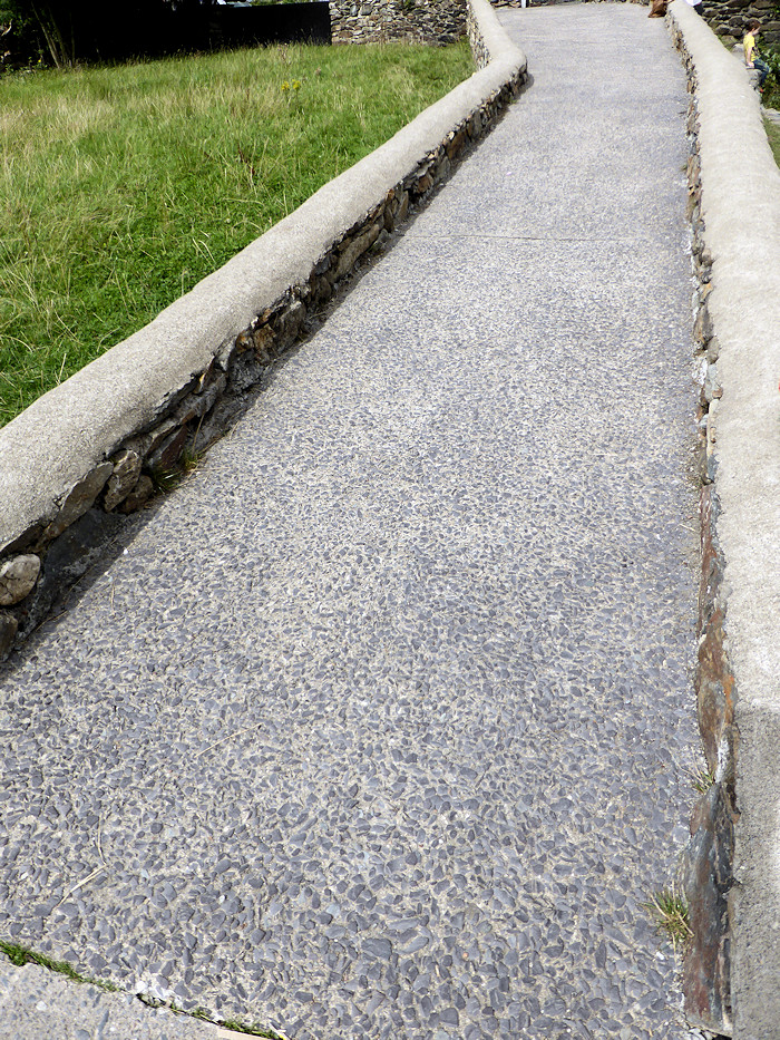 exposed aggregate concrete on path