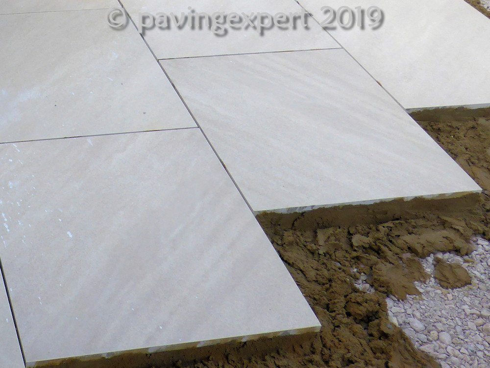 porcleain paving being laid