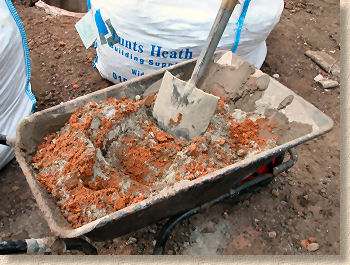 mixing mortar in barrow