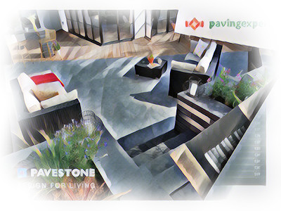 Pavestone's futuristic brochure Logo