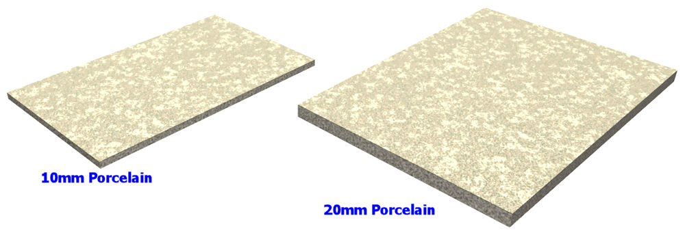 two thicknesses of porcelain
