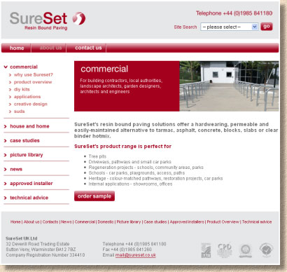 sureset website navigation