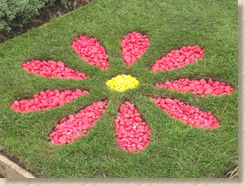 pink gravel flower motif