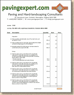 bill of quantities