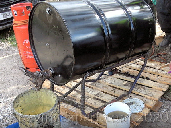 binder drum warmed by burner