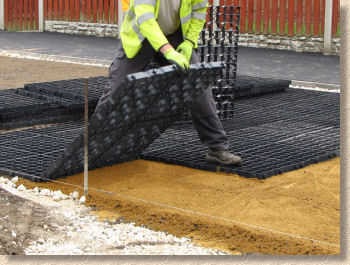 laying grid cell pavers