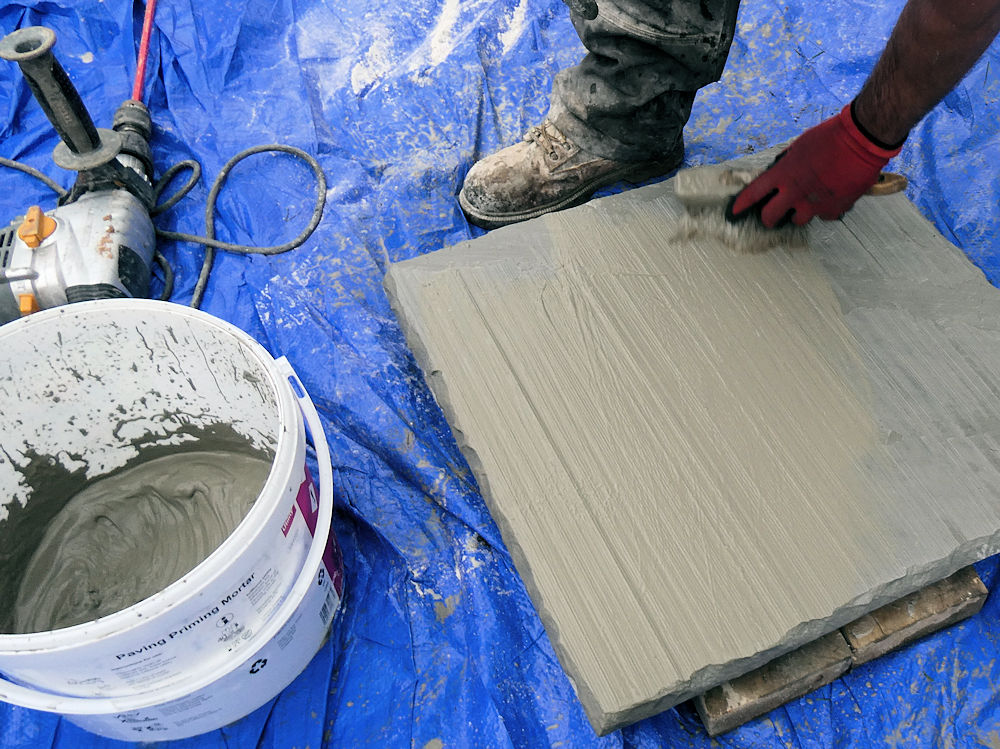 primer applied to underside of paver