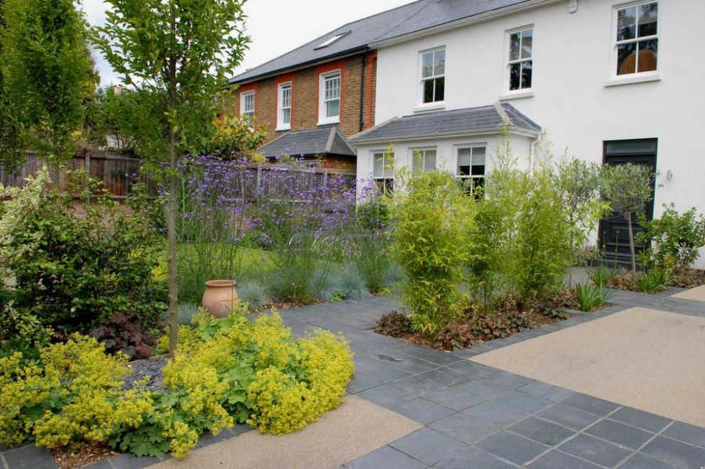 slate flags in a garden