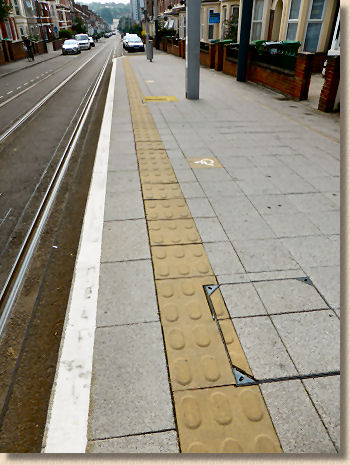 lozenge paving at tram stop